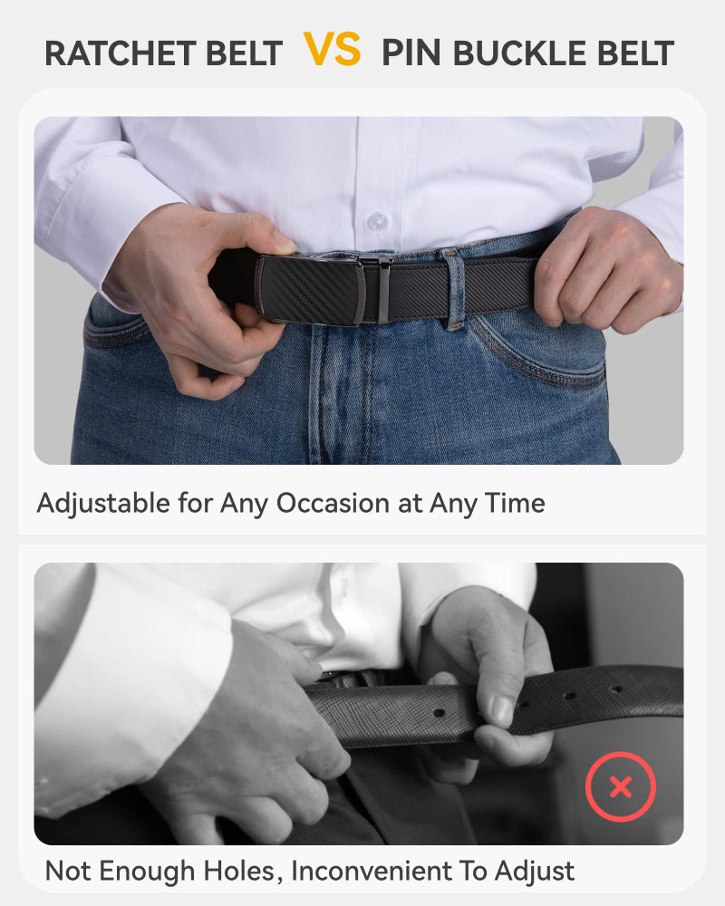 CHAOREN Mens Belt - Mens Ratchet Belt Leather 1 3/8" for Dress Pant - Micro Adjustable Belt Fit Everywhere - Image 4